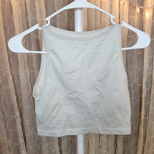 Zenana Outfitters Cream Taupe Crop Top Basic Stretchy Athlisure Boutique
